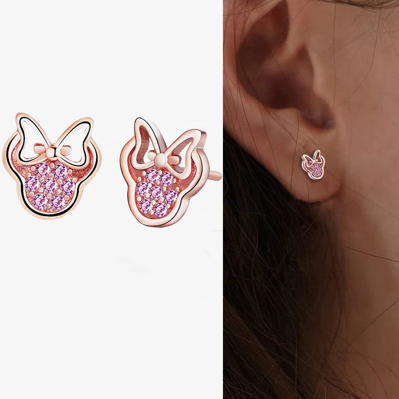 925 Silver Angel Wing Heart Stud Earrings for Anniversary Birthday Gift Women
