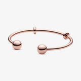 925 Solid Silver Bracelet Rose Open Bangle Chain Women Jewelry Gift