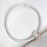 Mybeboa Silver Moments Clasp Snake Chain Bracelet 925 Solid Silver