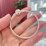 Mybeboa Silver Moments Clasp Snake Chain Bracelet 925 Solid Silver