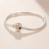 Mybeboa Silver Moments Clasp Snake Chain Bracelet 925 Solid Silver