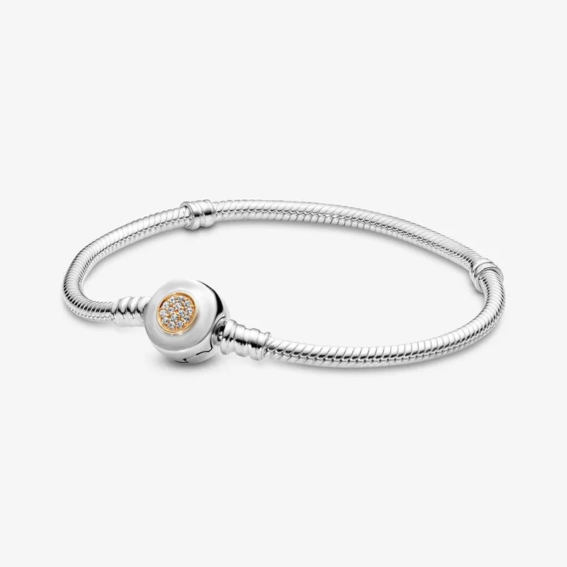 Mybeboa Silver Moments Clasp Snake Chain Bracelet 925 Solid Silver