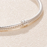 Mybeboa Silver Moments Clasp Snake Chain Bracelet 925 Solid Silver