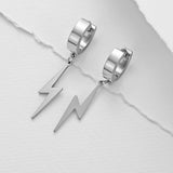 Hiphop Lightning Clip Earrings Stainless Steel Circle Earring Male Jewelry