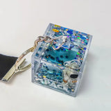 Space Glitter Quicksand Square Keychain Astronaut Bag Charm Keyring