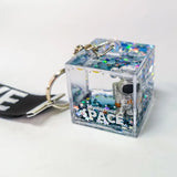 Space Glitter Quicksand Square Keychain Astronaut Bag Charm Keyring