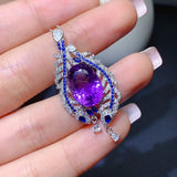 Mystery Amethyst Stone Pendant Necklace for Women
