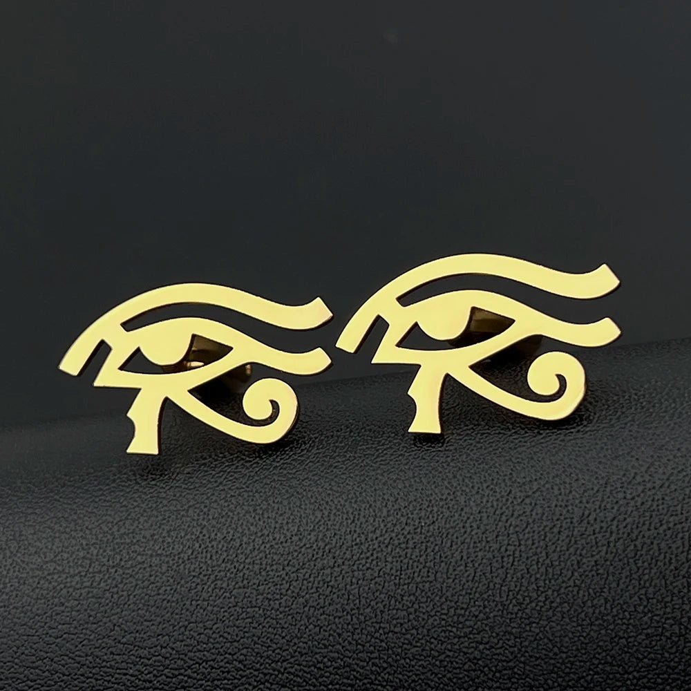 Ancient Egypt Eye of Horus Men Cufflinks Stainless Steel Wedding Amulet