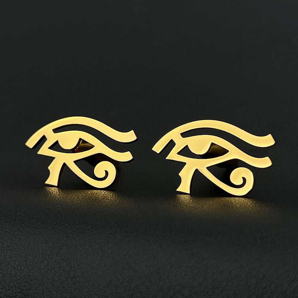 Ancient Egypt Eye of Horus Men Cufflinks Stainless Steel Wedding Amulet