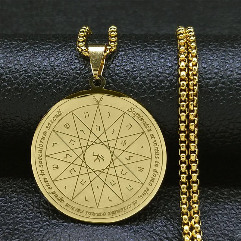 Key of Solomon Pendant Necklace Stainless Steel Occult Magicians Necklace