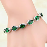 Mystic Green CZ Zircon Charm Bracelet Gift Box