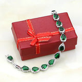 Mystic Green CZ Zircon Charm Bracelet Gift Box