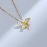 925 Silver Zircon Butterfly Necklace Women Wedding Charm Jewelry Gift