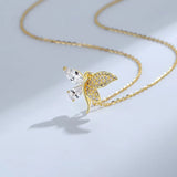 925 Silver Zircon Butterfly Necklace Women Wedding Charm Jewelry Gift