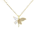 925 Silver Zircon Butterfly Necklace Women Wedding Charm Jewelry Gift