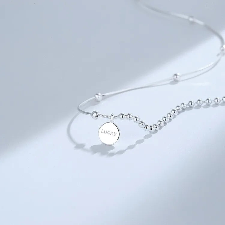 ZFSILVER S925 Sterling Silver Disc Letter Luck Necklaces For Women
