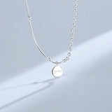 ZFSILVER S925 Sterling Silver Disc Letter Luck Necklaces For Women