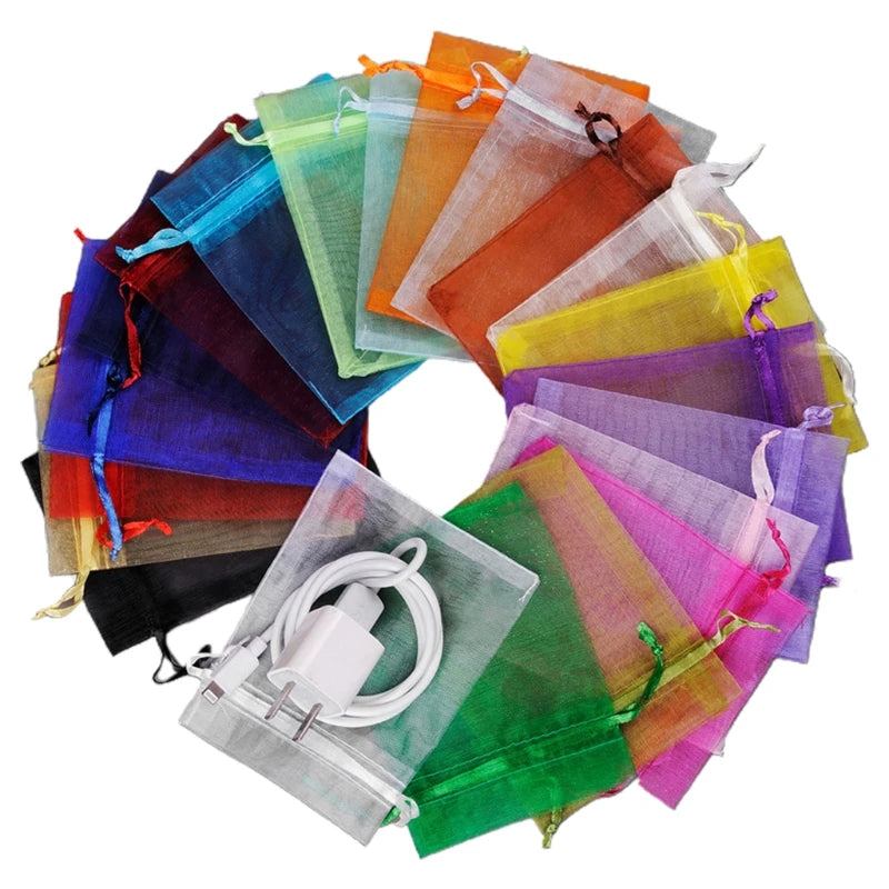 Organza Jewelry Bag Drawstring Storage Packaging Bag (100 Pieces)