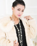 Long Pearl Kpop Chain Neckless Beads Jewelry Flowers Femme Necklace