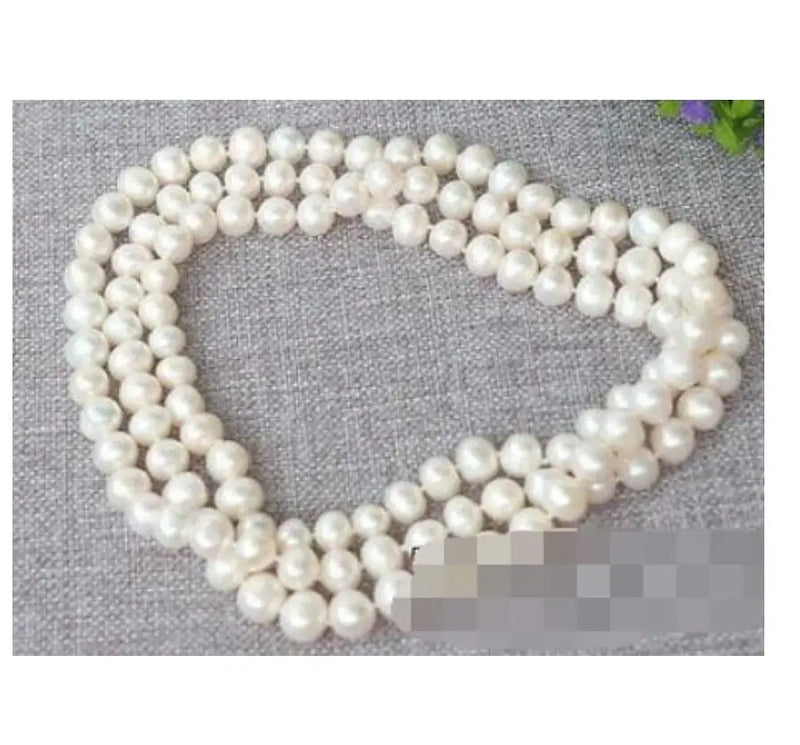 47'' Natural 8-9mm Round Freshwater Pearl Necklace