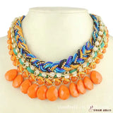 Water Drop Tassel Necklace with Beaded Braided Chain