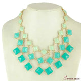 Personalized Gradient Plaid Tassel Necklace Short Necklace