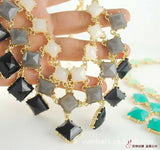 Personalized Gradient Plaid Tassel Necklace Short Necklace