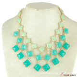 Personalized Gradient Plaid Tassel Necklace Short Necklace