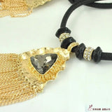 Short Clavicle Chain Triangle Tassel Necklace Office Accessories Sweater Chain