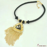 Short Clavicle Chain Triangle Tassel Necklace Office Accessories Sweater Chain