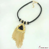 Short Clavicle Chain Triangle Tassel Necklace Office Accessories Sweater Chain