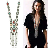Long Tassel Circle Necklace with Wave Length Chain