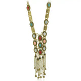 Long Tassel Circle Necklace with Wave Length Chain