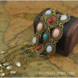 Long Tassel Circle Necklace with Wave Length Chain