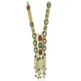 Long Tassel Circle Necklace with Wave Length Chain