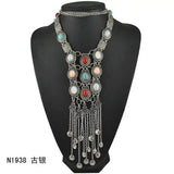 Long Tassel Circle Necklace with Wave Length Chain