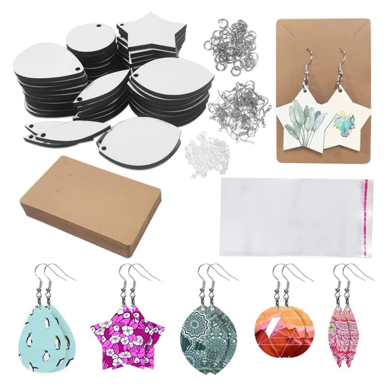 N1HE 50Pcs Wooden Sublimation Earring Blanks for DIY Craft