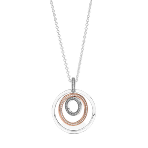 Sterling Silver Necklace Snake Bone Chain Pattern Rainbow Love Heart Double Ring