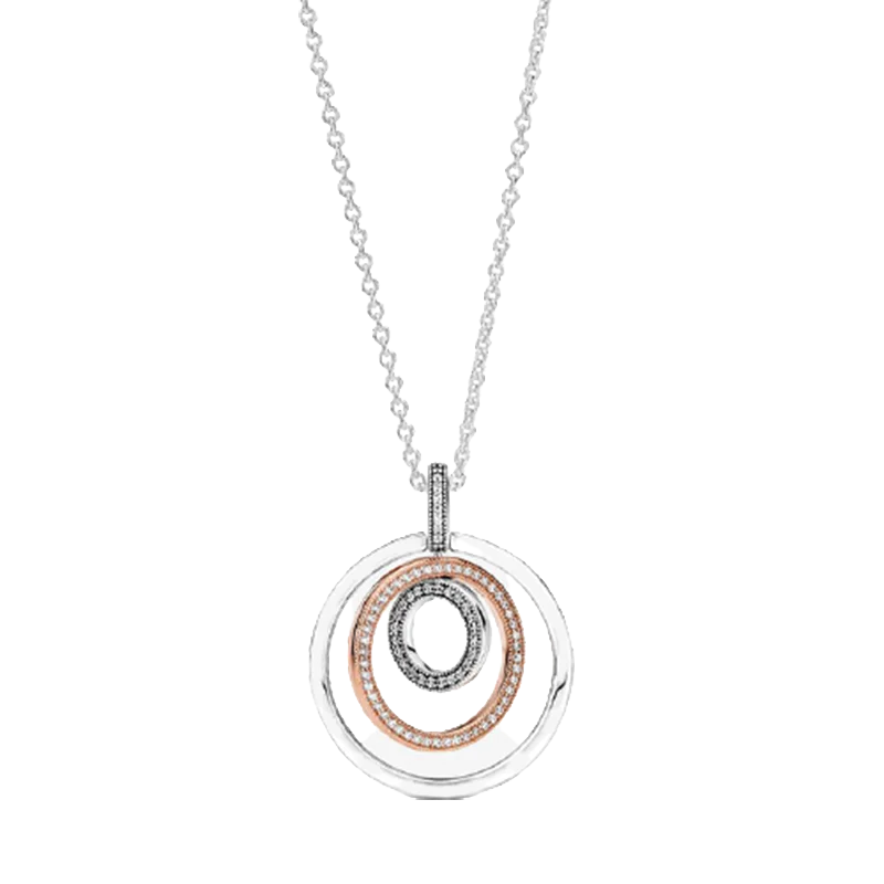 Sterling Silver Necklace Snake Bone Chain Pattern Rainbow Love Heart Double Ring