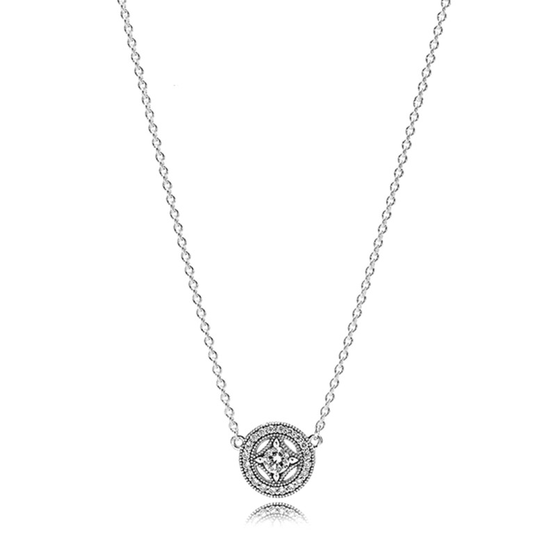 Snake Bone Chain Pattern Love Heart Diamond Necklace 925 Sterling Silver