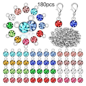 12 Colors Birthstone Charms 180 Pcs DIY Beads Set for Jewelry Making