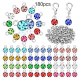 12 Colors Birthstone Charms 180 Pcs DIY Beads Set for Jewelry Making