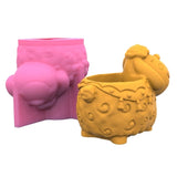 Sheep Gypsum Flower Pot Silicone Mold Epoxy Resin Casting Succulent Vase Mold