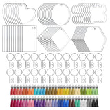 Acrylic Keychain Set: 60 Blanks, Tassels, Rings, Extension Chain