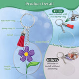 Acrylic Keychain Set: 60 Blanks, Tassels, Rings, Extension Chain