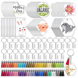 Acrylic Keychain Set: 60 Blanks, Tassels, Rings, Extension Chain