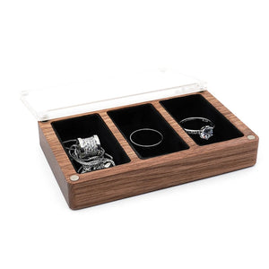 Solid Wood Jewelry Box for Women Rustic Walnut Necklace Organizer