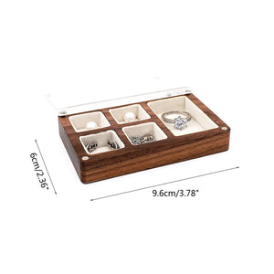 Solid Wood Jewelry Box for Women Rustic Walnut Necklace Organizer