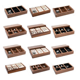 Solid Wood Jewelry Box for Women Rustic Walnut Necklace Organizer