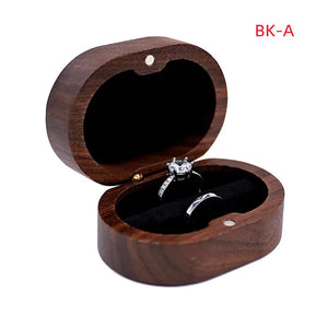 Walnut Wood Ring Box Velvet Soft Interior Holder Organizer Jewelry Wooden Box